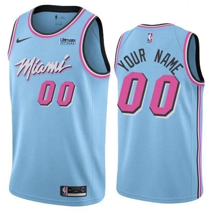 Men's Miami Heat Active Player Custom Blue City Edition Stitched Basketball Jersey